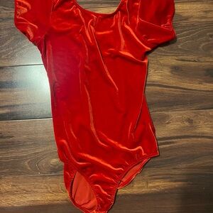 Vibrant Red Velvet Bodysuit
